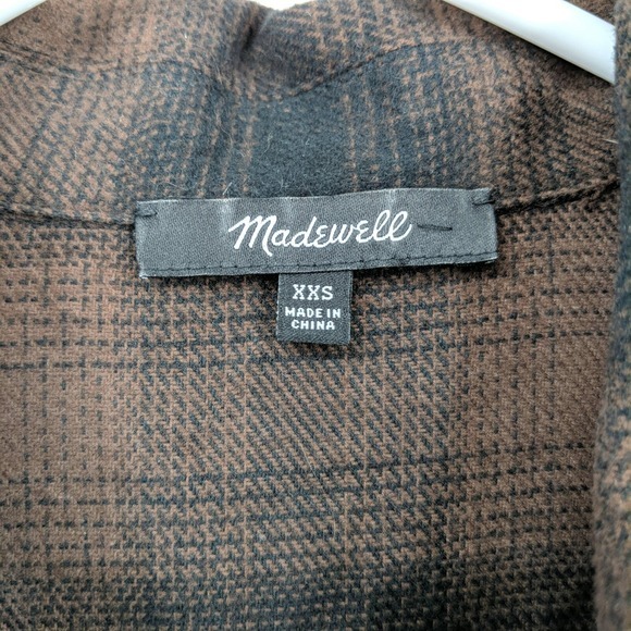 Madewell Gelston Plaid Flannel Button Up Shirt Jacket Rich Brown Womens Size XXS - Picture 2 of 5